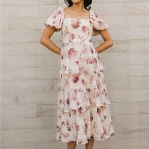 NWT Cream Floral Midi Dress